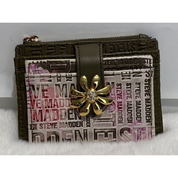 Steve Madden Upcycled Green and Pink Clutch/Wallet - Picture 1 of 3